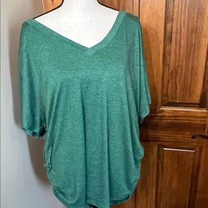 Casual Green V-Neck Tee for Women